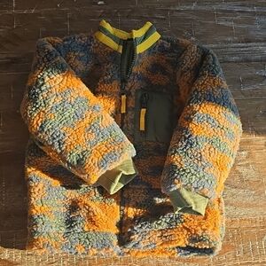 7 For All Mankind Kids Sherpa Jacket - Orange and Green